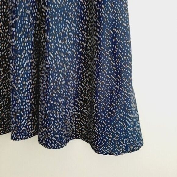 YUMI | Fit & Flare Short Slv Summer Tea Dress Navy Blue Yellow & White Sz 10 L - Picture 12 of 16